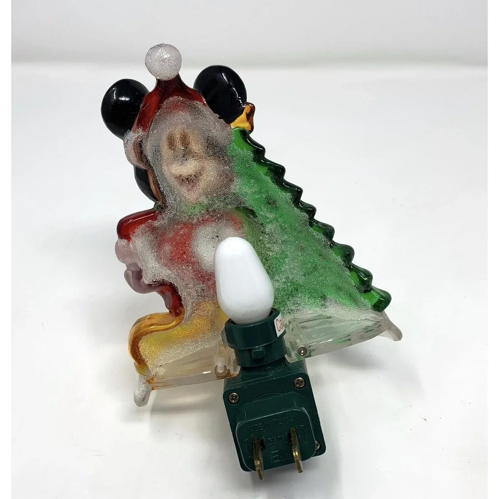 Disney's Mickey Mouse with Christmas Tree Decorative Acrylic Night Light Vintage
